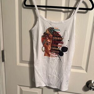 Women's White Graphic Tank Top